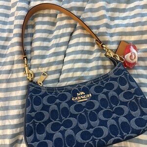 Coach Signature Blue Denim Shoulder Bag